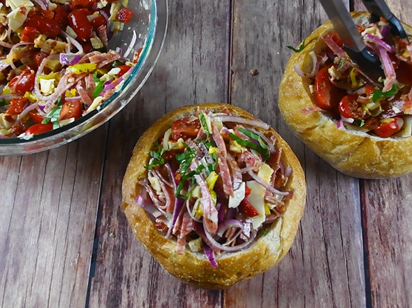 Antipasti Salad Bread Bowl - Step 4